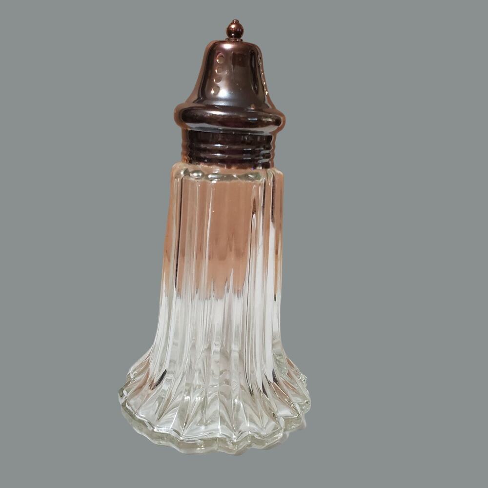 Vintage Lenoard Glass Muffineer Sugar Shaker 6" Foil Label